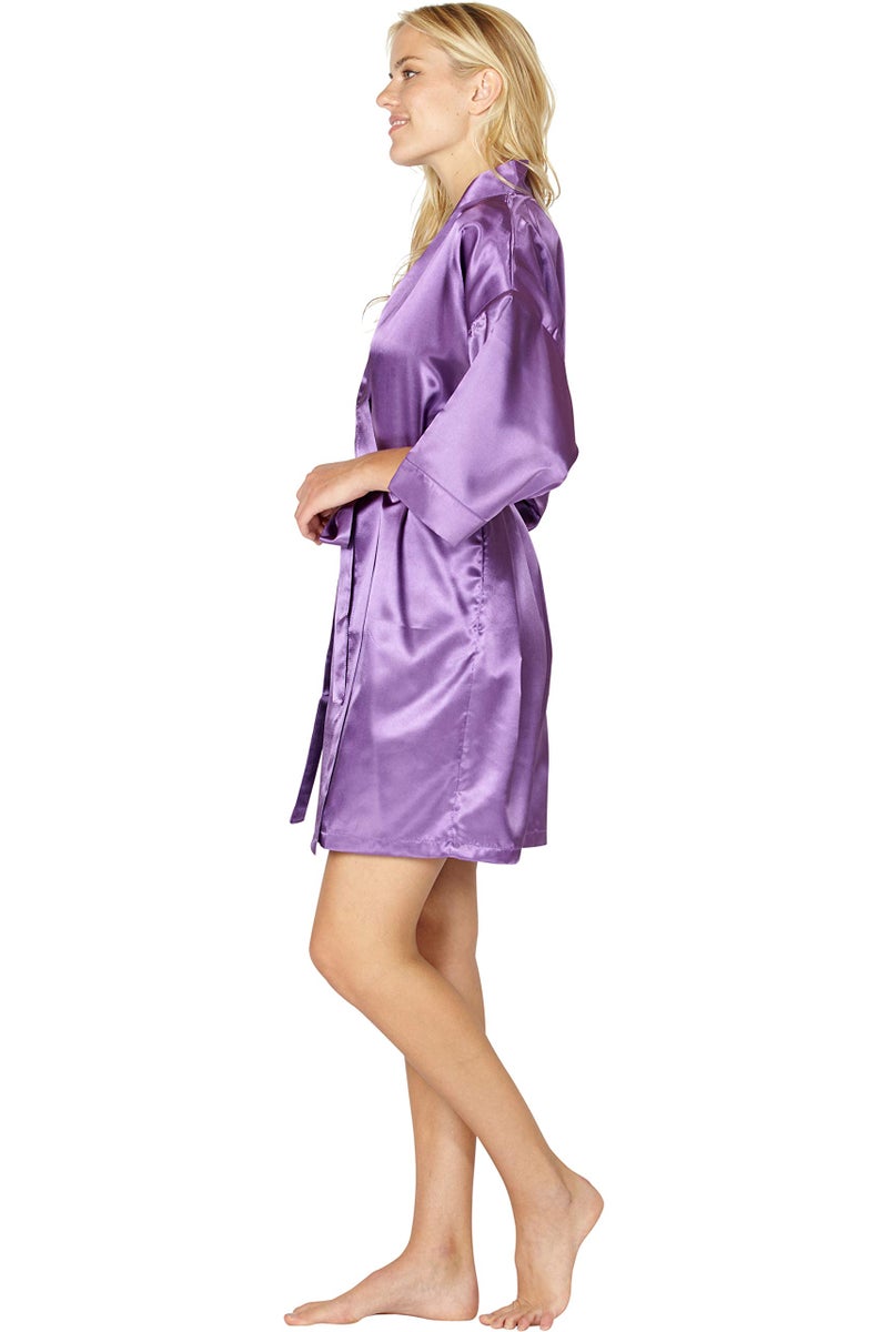 Intimo Women's Poly Charmeuse Robe, Violet, Large - Image 3
