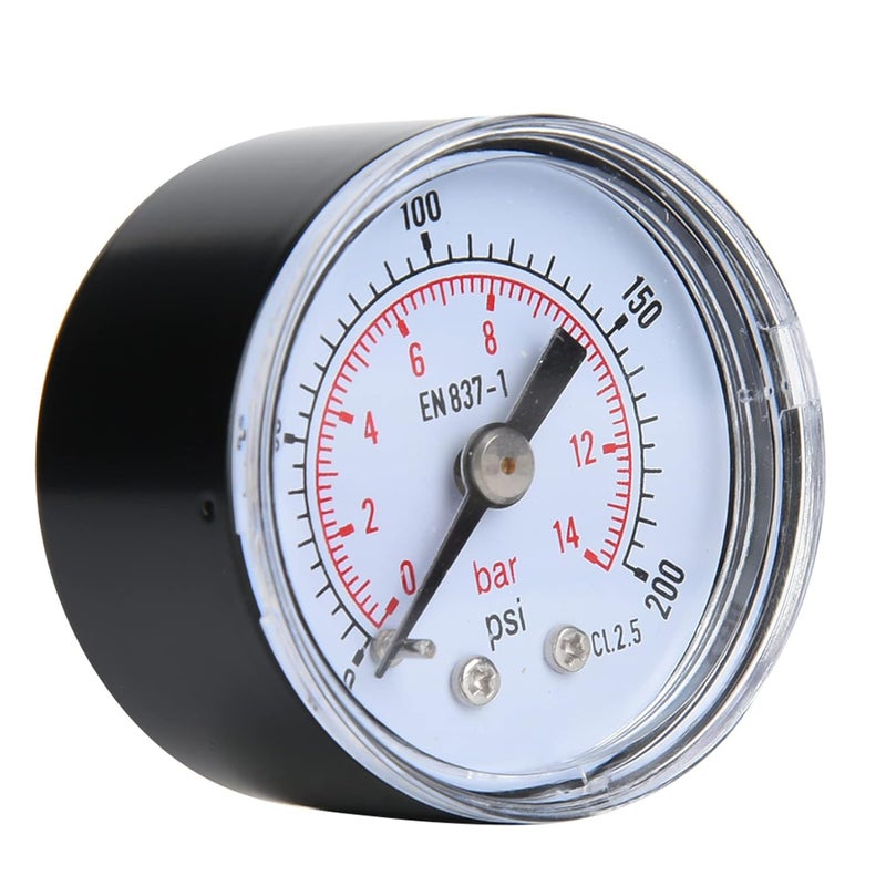 Mechanical Pressure Gauge 0 200psi 0 14bar BSPT Connection Durable Metal Case - Image 3