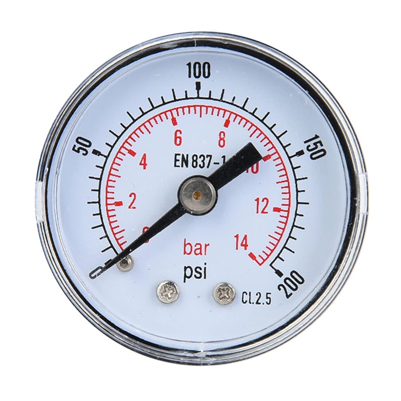 Mechanical Pressure Gauge 0 200psi 0 14bar BSPT Connection Durable Metal Case - Image 2