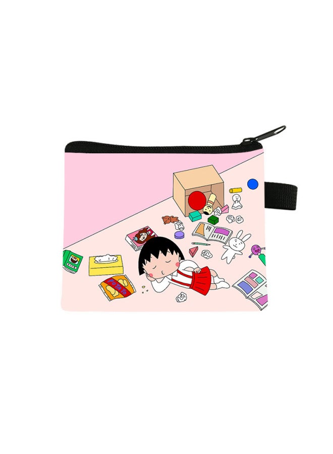 Chibi Maruko-chan Coin Purse Kidsren's Large-capacity Key Card Holder Polyester Cartoon Portable Small Wallet Bag