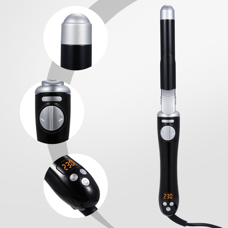Hair Curler: Black UK Plug Automatic Rotating Ceramic Barrel - Versatile Styling Hair Curling Iron for Beginners, Home And Travel Use - Image 2