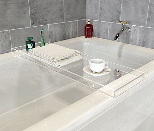 ONELUX ONELUX Durable Clear Acrylic Towel TrayLucite Bathtub Caddy 