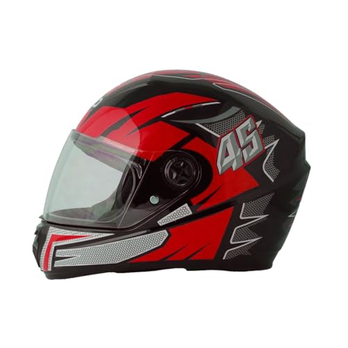 Sage Square Proud 45 Full Face G1 Graphic Helmet | (ISI Certified) | Clear Visor | High Standard Safety | Enhanced Design | Extra Comfort & Style (Small, Black Glossy-Red) - Image 1