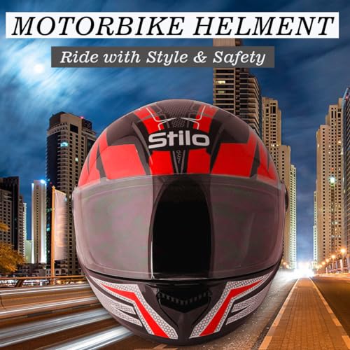 Sage Square Proud 45 Full Face G1 Graphic Helmet | (ISI Certified) | Clear Visor | High Standard Safety | Enhanced Design | Extra Comfort & Style (Small, Black Glossy-Red) - Image 2