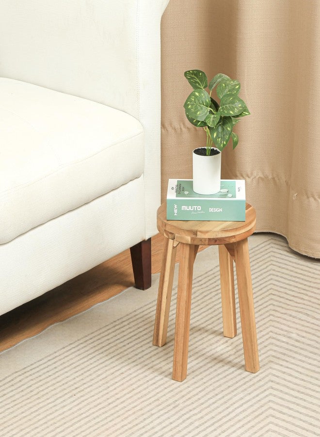ARROWSTONE Round Stool Acacia Wood, 12" Height, 11" Round Top, Backless, Easy Assembly, Natural Wax Finish, Wooden Stool for Plant, Dining Room, Living Room, Garden, Makeup - Image 1