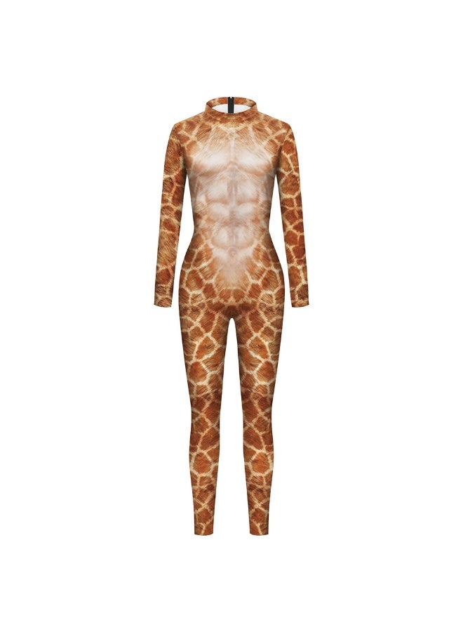 NIBEMINENT New Halloween men's and women's couple set, animal tiger skin cosplay leopard print digital print one-piece suit - Image 1
