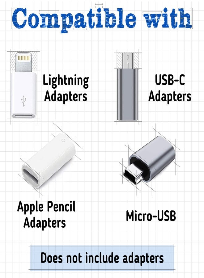 Cozy [5-Pack] Charging Cable Keeper/Adapter Tether/Holder, Compatible with Apple Pencil USB-C Adapter, Micro USB Adapter | Perfect for Keychain, Car, Travel (Black - 5 Pack) - Image 4