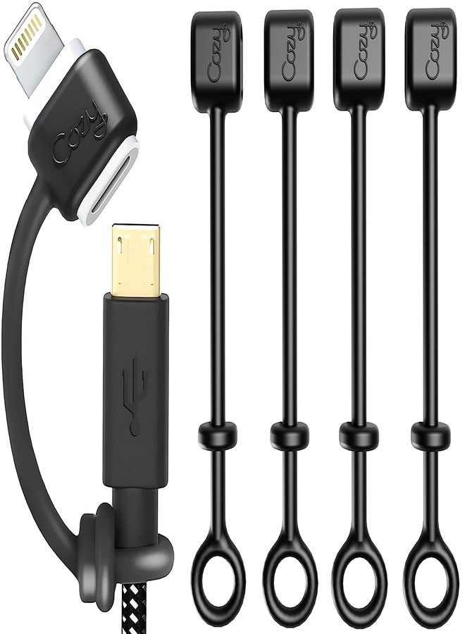 Cozy [5-Pack] Charging Cable Keeper/Adapter Tether/Holder, Compatible with Apple Pencil USB-C Adapter, Micro USB Adapter | Perfect for Keychain, Car, Travel (Black - 5 Pack) - Image 1