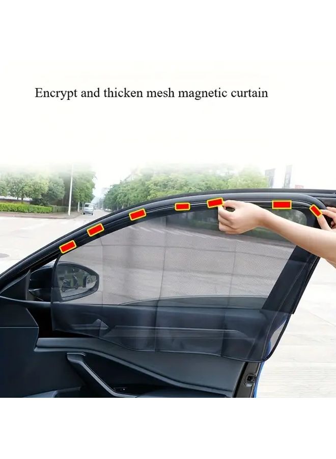 1pc Nylon Car Window Curtains With Magnetic Accessories Partially Lined Knit Sunshade Privacy Shade For Road Trip Essentials - Image 1