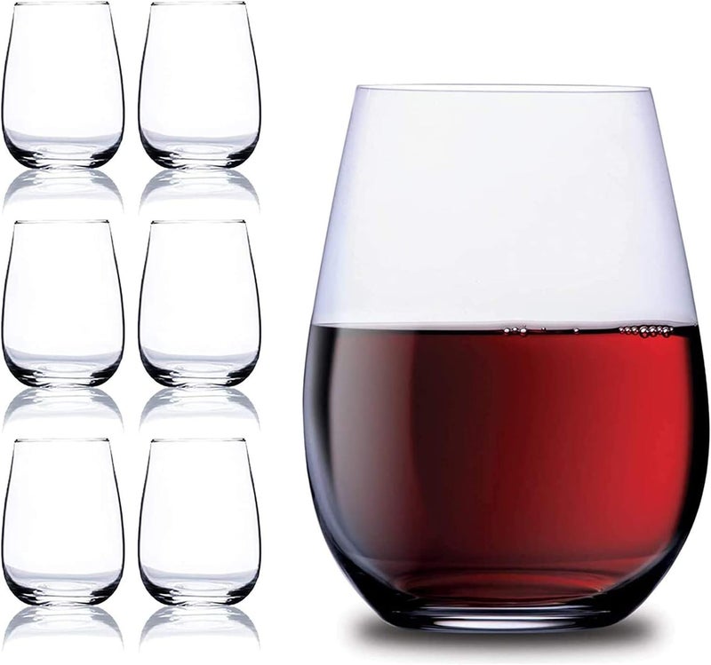 Jinelza Stemless Whiskey Tumbler Glasses Set of 6 400ML Glass for Scotch Bourbon Whisky Juice Soft Drinks Liquor Homes Outdoor bar Glass Drinking Glass Set - Image 1