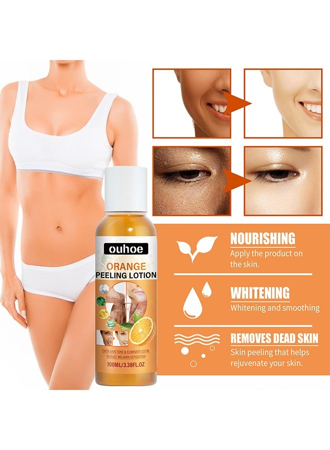 OUHOE Orange Peeling Lotion，Body Lotion Gentle Skin Exfoliation Fading Dark Spots Whitening Skin Moisturizing Care Solution 100ml - Image 5