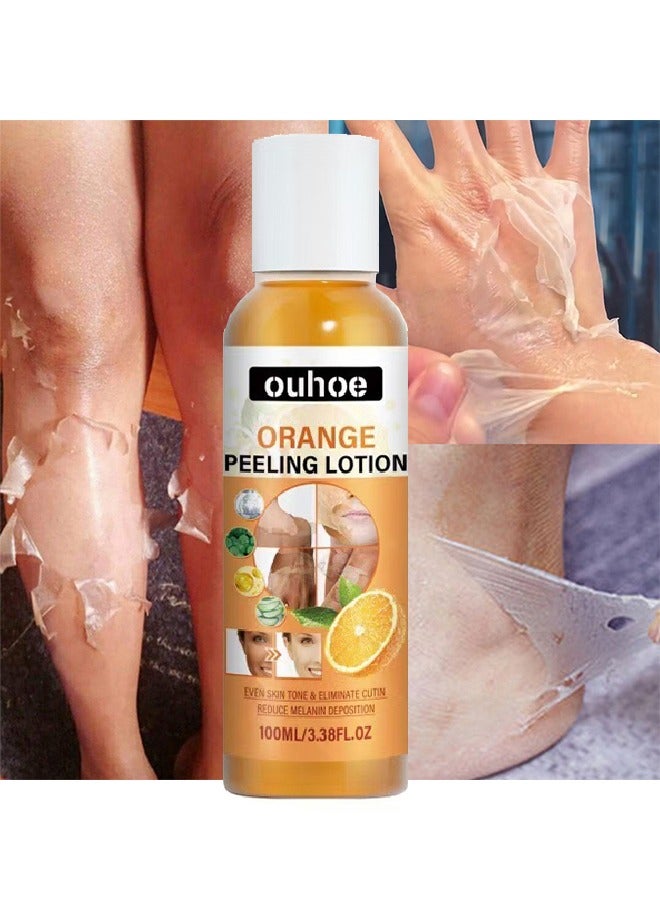 OUHOE Orange Peeling Lotion，Body Lotion Gentle Skin Exfoliation Fading Dark Spots Whitening Skin Moisturizing Care Solution 100ml - Image 1