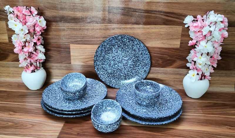VolCraft Matte Black Ceramic Plates for Dinner with Bowls (18 Pieces, 6 Katori Bowl, 6 Dinner Plates & 6 Quarter Plates Dishwasher & Microwave Safe) -Dinner Sets Ceramic Bowls Set Dinnerware Sets - Image 2