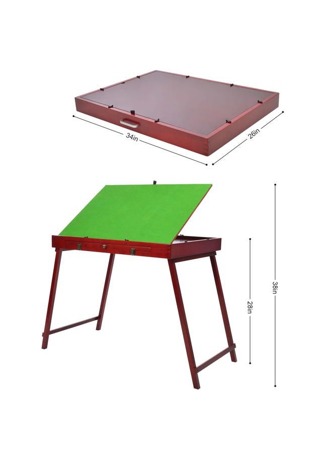 Kcelarec Wooden Jigsaw Puzzle Table with Drawers and Legs for Adults, Tilting Green Board for Games, Gift for Puzzle Amateur, Solid Wood Folding Tilting Table for 1000 Pieces Puzzles - Image 5