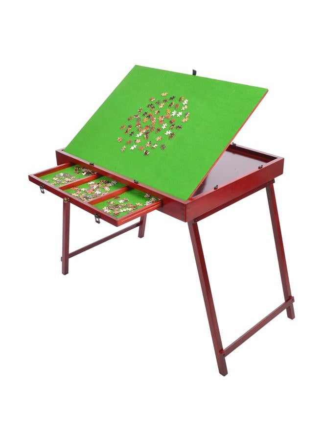 Kcelarec Wooden Jigsaw Puzzle Table with Drawers and Legs for Adults, Tilting Green Board for Games, Gift for Puzzle Amateur, Solid Wood Folding Tilting Table for 1000 Pieces Puzzles - Image 1