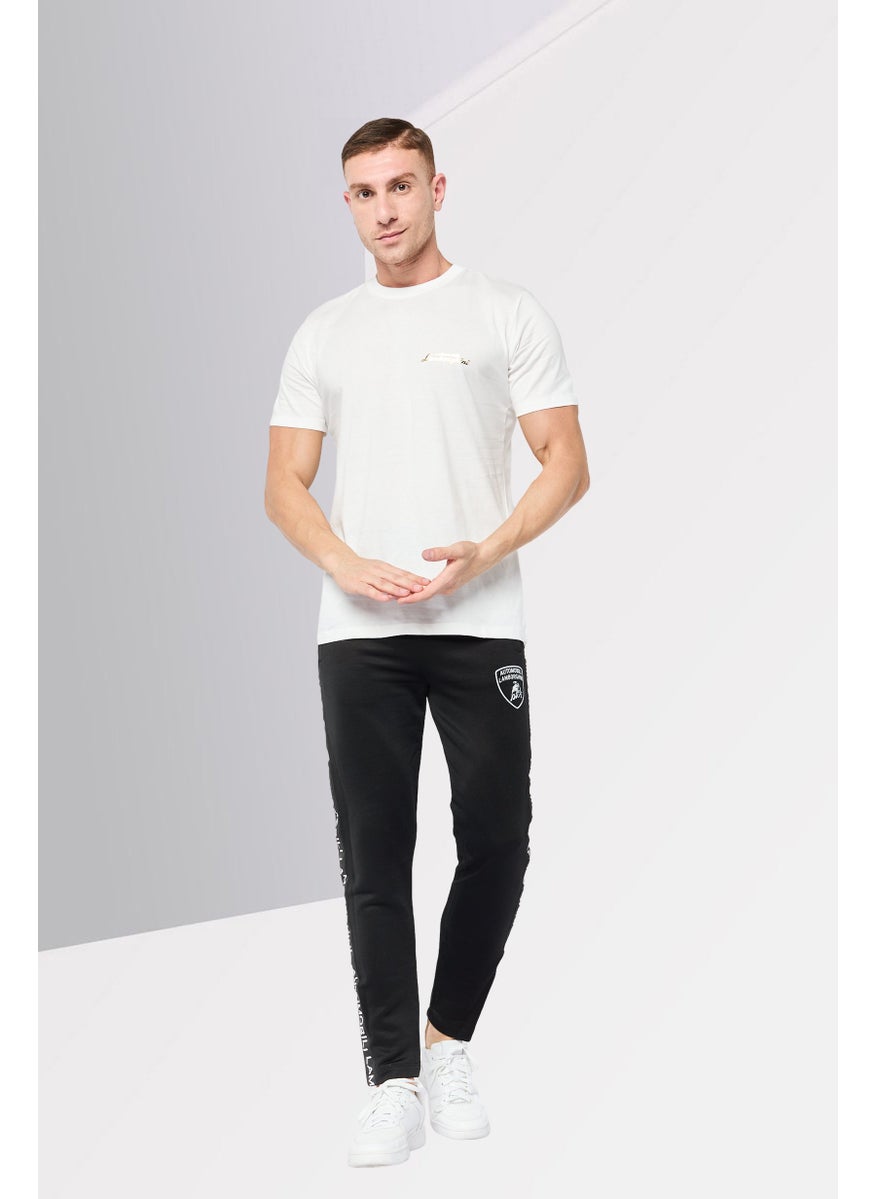 LAMBORGHINI - Men Crew Neck Short Sleeves Brand Logo T-Shirt, White - Image 1