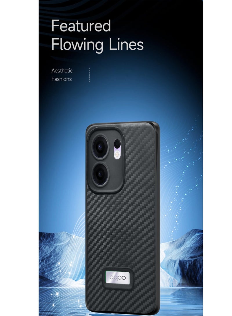 Wtech Oppo Reno13 F 4G/5G 2025 Liquid Silicone Carbon Fiber Texture Case Cover - Black - Image 3