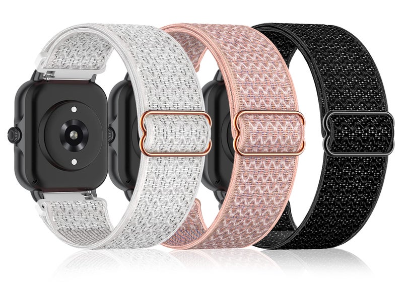 Bolesi Stretchy Nylon Watch Bands Compatible with Amazfit Active 2(Square)/Active 3 Premium/Active,3 Pack 20MM Soft Replacement Sport Strap for Amazfit GTR mini/Bip U Pro/Bip 3 Pro/GTS 4 Women - Image 1