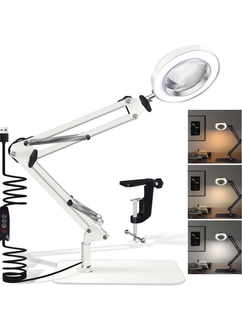 Aideli Upgraded 2-in-1 Magnifier with 72 LED Light & Stand, 10x Real Glass Magnifiers with Stand, 3 Color Modes, 10 Continuously Dimmable Tabletop Magnifiers for Close Up Work, Reading, Repair, Jewelry, Beauty & more.  - Image 1