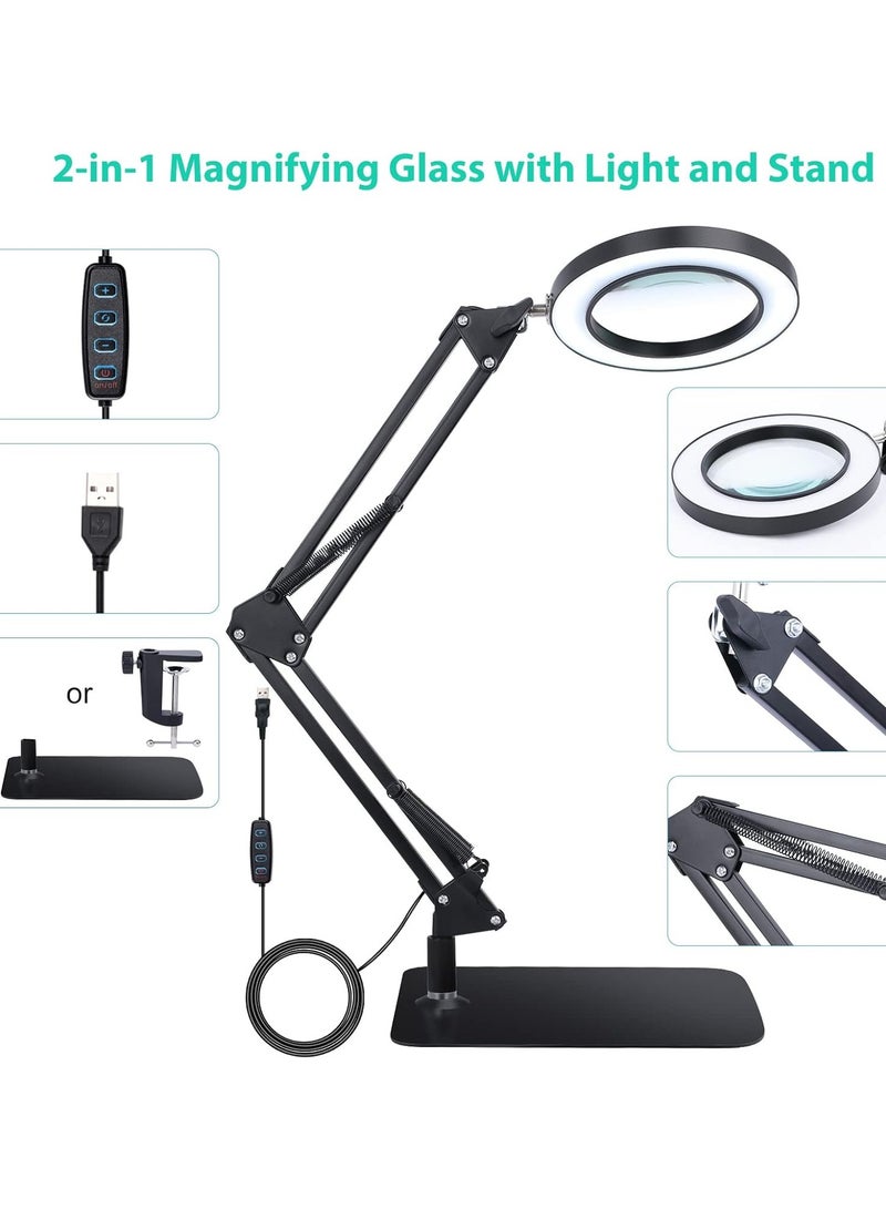 Aideli Upgraded 2-in-1 Magnifier with 72 LED Light & Stand, 10x Real Glass Magnifiers with Stand, 3 Color Modes, 10 Continuously Dimmable Tabletop Magnifiers for Close Up Work, Reading, Repair, Jewelry, Beauty & more.  - Image 3