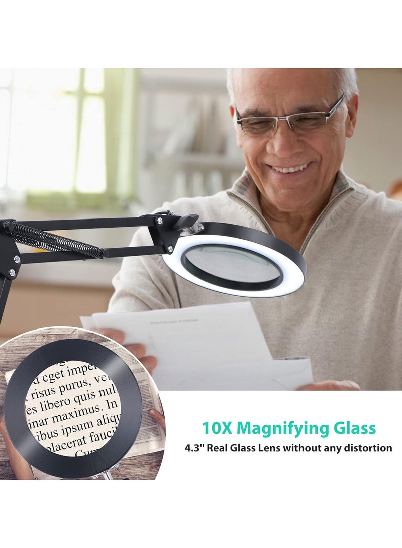 Aideli Upgraded 2-in-1 Magnifier with 72 LED Light & Stand, 10x Real Glass Magnifiers with Stand, 3 Color Modes, 10 Continuously Dimmable Tabletop Magnifiers for Close Up Work, Reading, Repair, Jewelry, Beauty & more.  - Image 5
