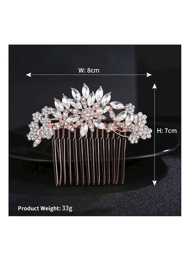 Generic Bridal Hair Comb Simple Alloy Crystal Flower Hair Tools Jewelry Findings  - Image 1