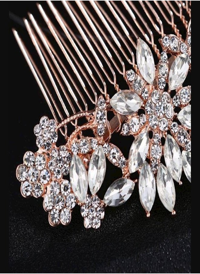 Generic Bridal Hair Comb Simple Alloy Crystal Flower Hair Tools Jewelry Findings  - Image 4