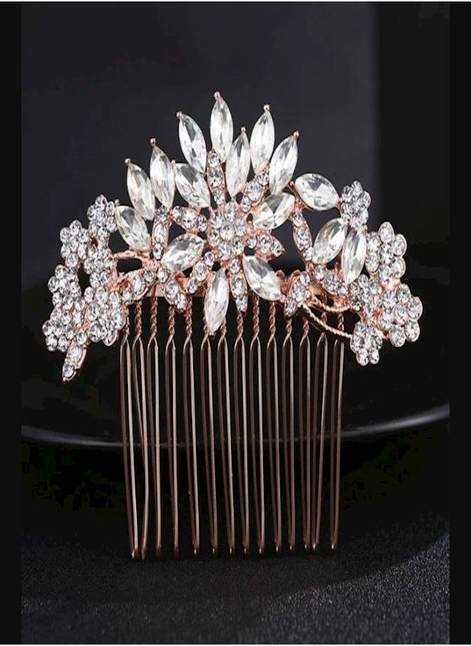 Generic Bridal Hair Comb Simple Alloy Crystal Flower Hair Tools Jewelry Findings  - Image 2