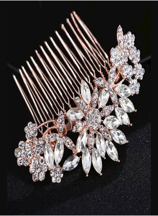 Generic Bridal Hair Comb Simple Alloy Crystal Flower Hair Tools Jewelry Findings  - Image 3