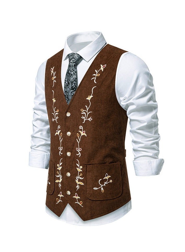KUYING New Fashion Embroidered Single Breasted Suit Vest  - Image 2