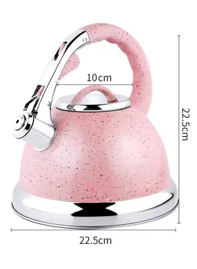 Granite Stainless Steel Whistle Kettle (Original) - Super Lux Premium Material with Colorful Silicone Handle and Boil Warning Whistle - 3 Liter Capacity M (Pink) - Image 2