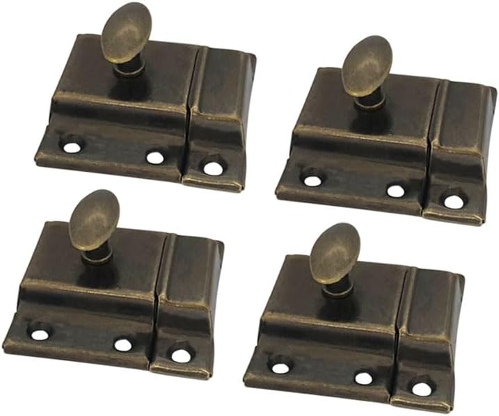 QCAA Oval Turn Cabinet Latch, for Cupboard & Other Furniture, Small, Antique Brass, Made in Taiwan, 4 Pack - Image 1