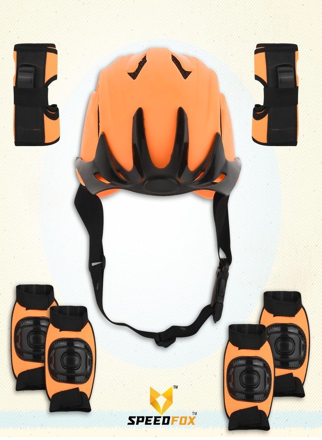 SPEEDFOX Kids Multi-Sport Safety Helmet Set with Protective Gear | Adjustable Size for Skating, Cycling, Skateboarding | Protective Gear for Boys & Girls (Visor) (Orange) - Image 2