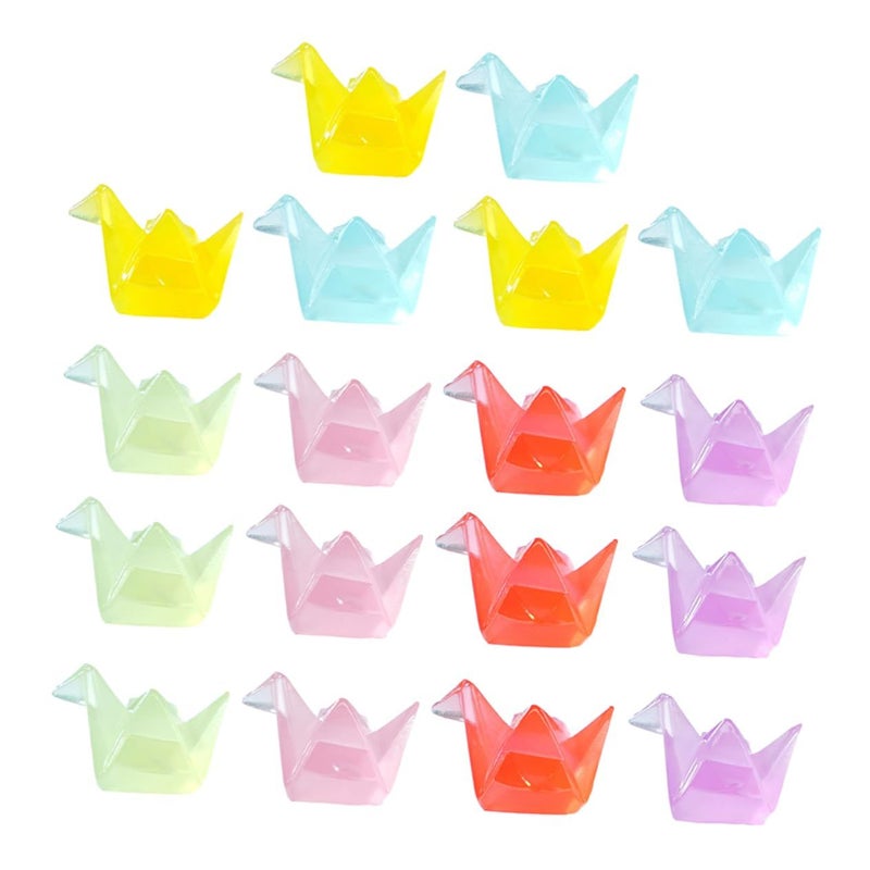 Luminous Origami Crane Miniature Figures 18pcs Glow Resin Decorations for Home Aquarium Dollhouse Garden - Image 2