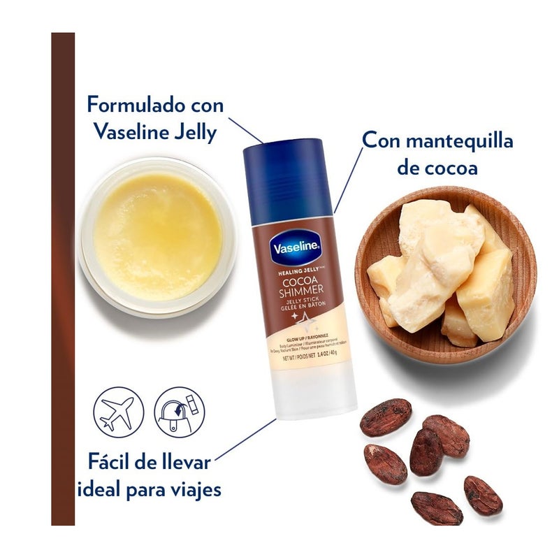 Vaseline Healing Jelly Cocoa Shimmer Jelly Stick Gelee En Baton 40gm - Image 2