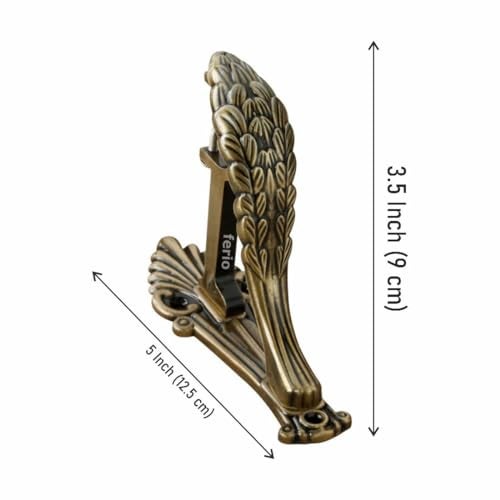 Ferio New Look Aluminum Curtain Bracket and Holder Set Door and Window Curtain Accessories Brass Antiques Set of 1 (Pack of 2) - Image 3