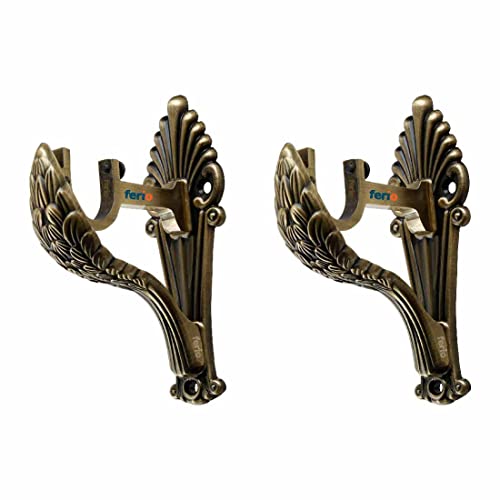 Ferio New Look Aluminum Curtain Bracket and Holder Set Door and Window Curtain Accessories Brass Antiques Set of 1 (Pack of 2) - Image 1