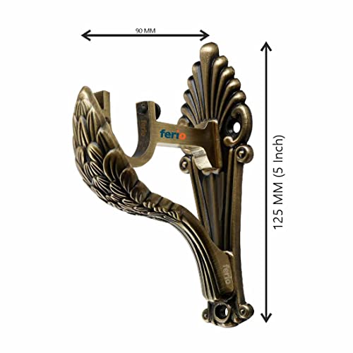 Ferio New Look Aluminum Curtain Bracket and Holder Set Door and Window Curtain Accessories Brass Antiques Set of 1 (Pack of 2) - Image 2