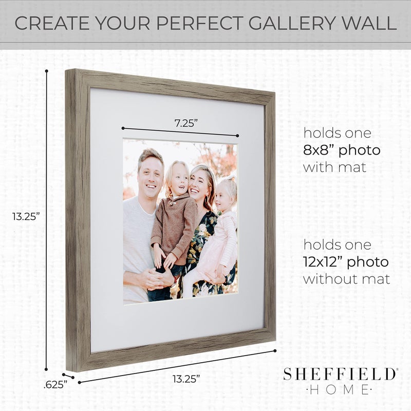 Sheffield Home 9 Piece Gallery Wall Frame Set, 12x12 Inch, Natural - Image 3
