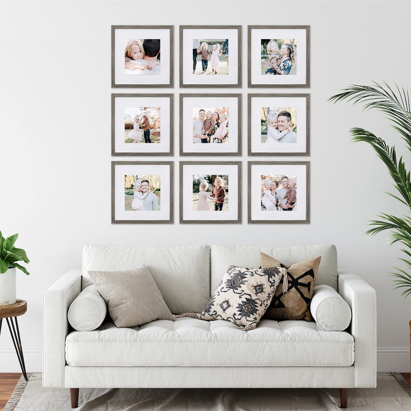Sheffield Home 9 Piece Gallery Wall Frame Set, 12x12 Inch, Natural - Image 2