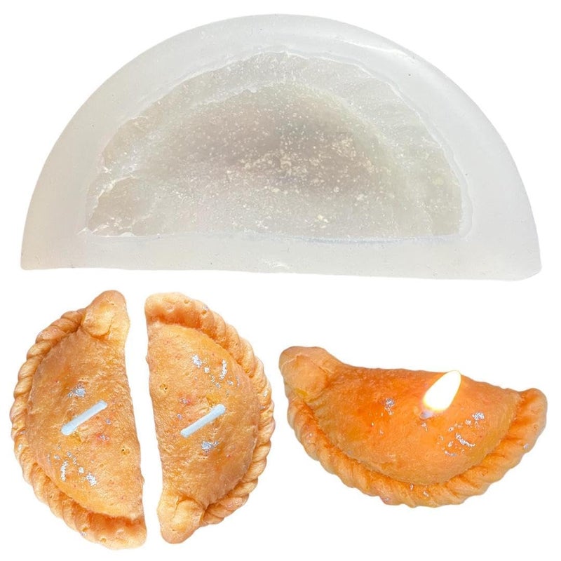Cake Decor Gujiya Shape Silicon Candle Mould, Soap, Candy & Chocolate Making Design(Pack of 1) - Image 1