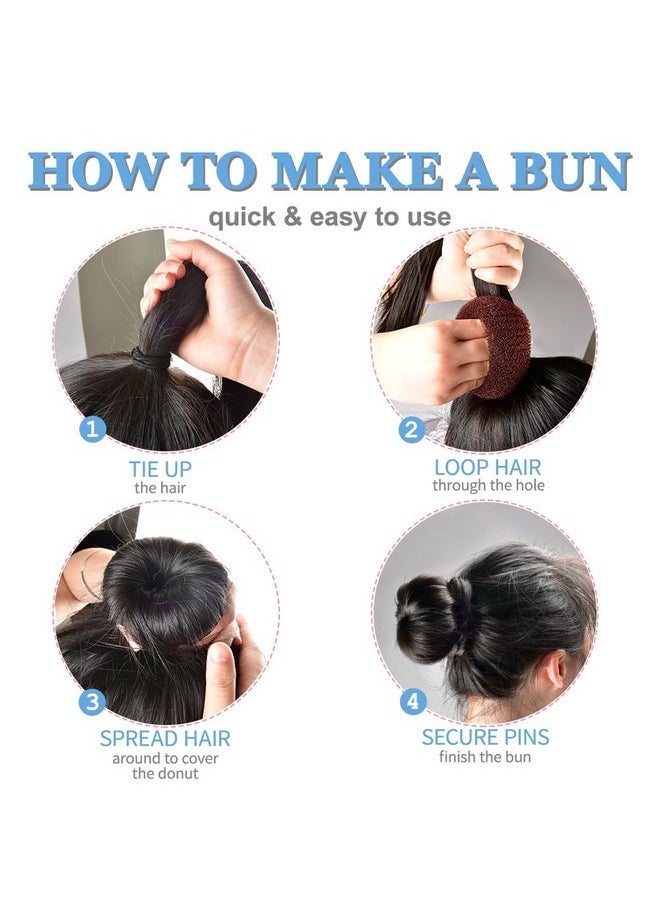 TsMADDTs TsMADDTs Donut Hair Ring Style Set with Large Bobby Pins, Dark Brown - 3 Bun Makers & 20 Pins  - Image 4