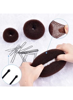 TsMADDTs TsMADDTs Donut Hair Ring Style Set with Large Bobby Pins, Dark Brown - 3 Bun Makers & 20 Pins  - Image 3