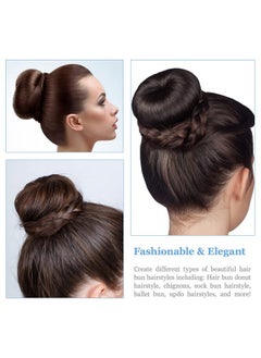 TsMADDTs TsMADDTs Donut Hair Ring Style Set with Large Bobby Pins, Dark Brown - 3 Bun Makers & 20 Pins  - Image 5