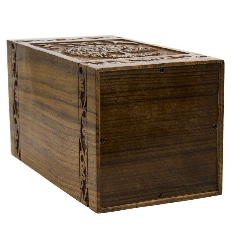 Intaj Handmade Rosewood Urn For Human Ashes | Tree Of Life Wooden Urns Hand-Crafted - Funeral Cremation Urn For Ashes (Bird Tree  Medium - 150 Cu/In) - Image 3