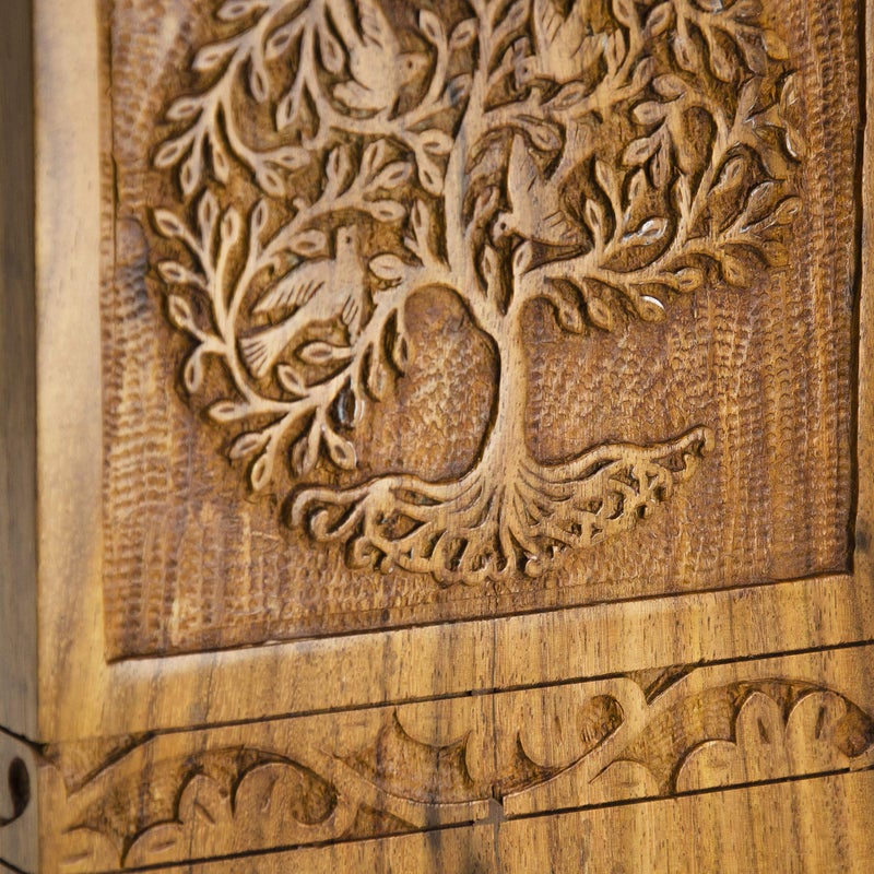 Intaj Handmade Rosewood Urn For Human Ashes | Tree Of Life Wooden Urns Hand-Crafted - Funeral Cremation Urn For Ashes (Bird Tree  Medium - 150 Cu/In) - Image 5