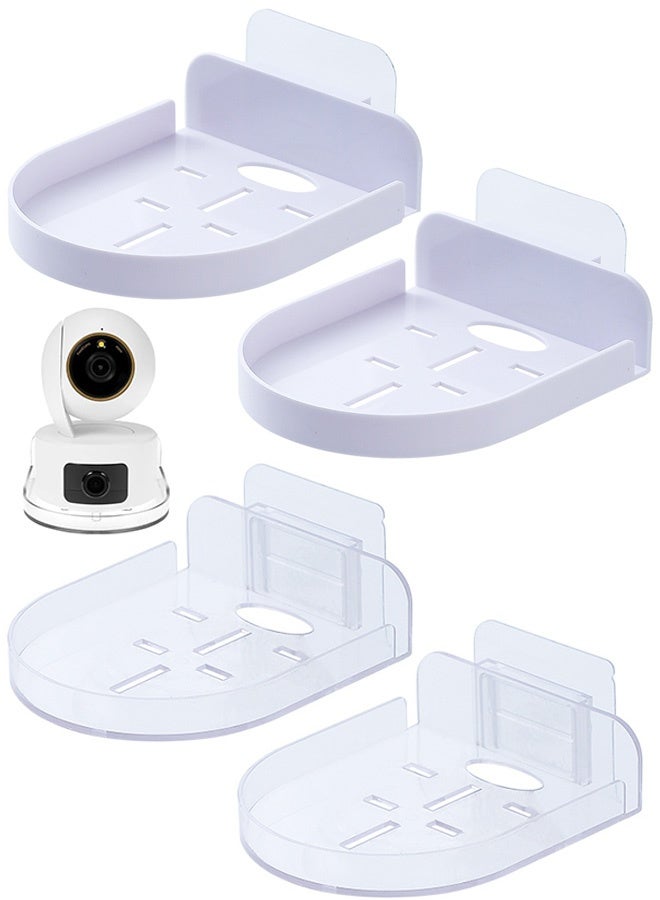 Wall Shelf Set of 4 Wall Mount Holder for Security Cameras Baby Monitors Speakers Easy to Install No Drill(2 Transparent & 2 White) - Image 1