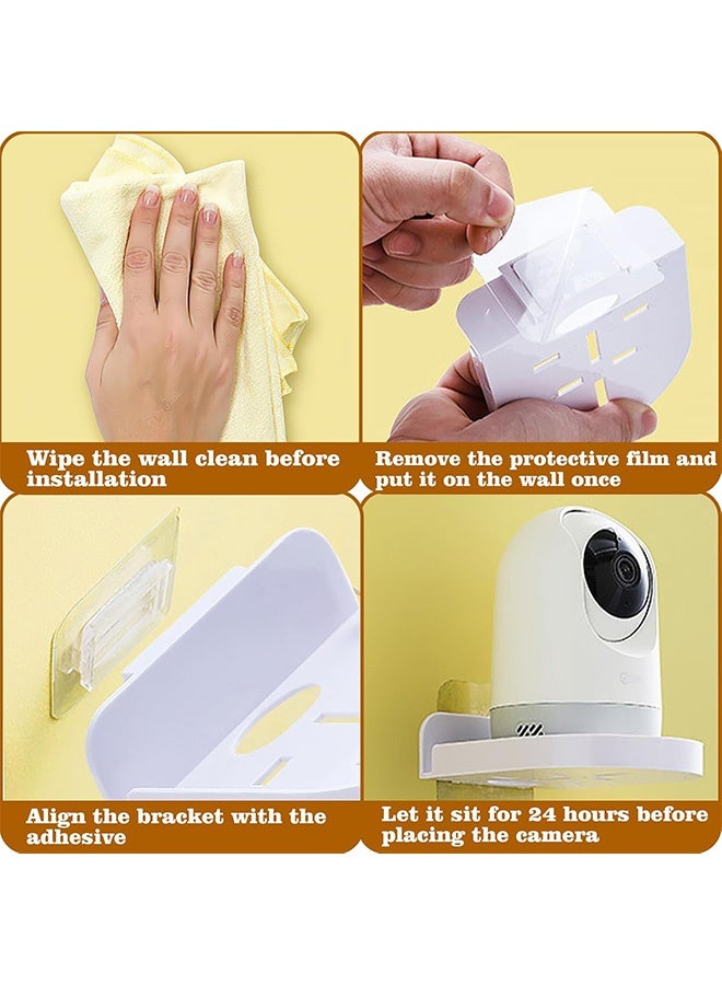 Wall Shelf Set of 4 Wall Mount Holder for Security Cameras Baby Monitors Speakers Easy to Install No Drill(2 Transparent & 2 White) - Image 5