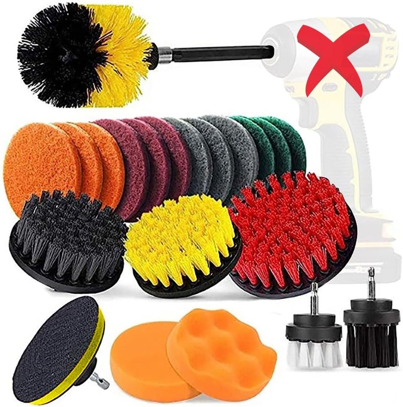Cestbella Drill Brush Attachments Set 22 Pack, Scrub Pads & Sponge, Power Scrubber Brush with Extend Long Attachment All Purpose Cleaning Kit for Grout Tiles Sinks Bathtub, Bathroom Kitchen & Auto - Image 1