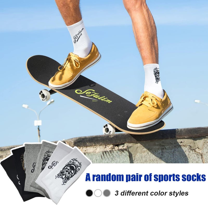 Sefulim 31 x 8 Inch Complete Skateboard 7 Layer Canadian Maple Double Kick Deck Concave Cruiser Trick Skateboard for Boys Girls Teens Adults Beginner - Image 2